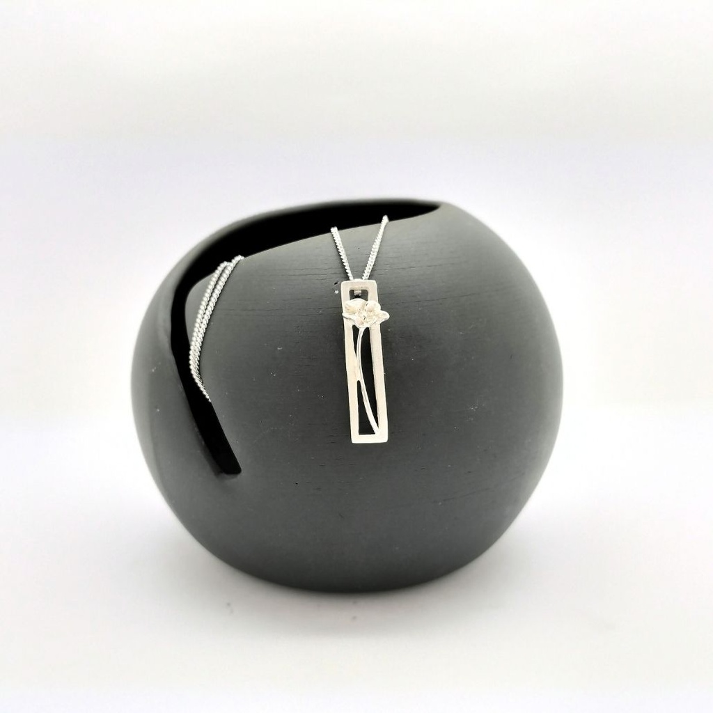 Coquelicots - Pendentif rectangulaire 1 fleur