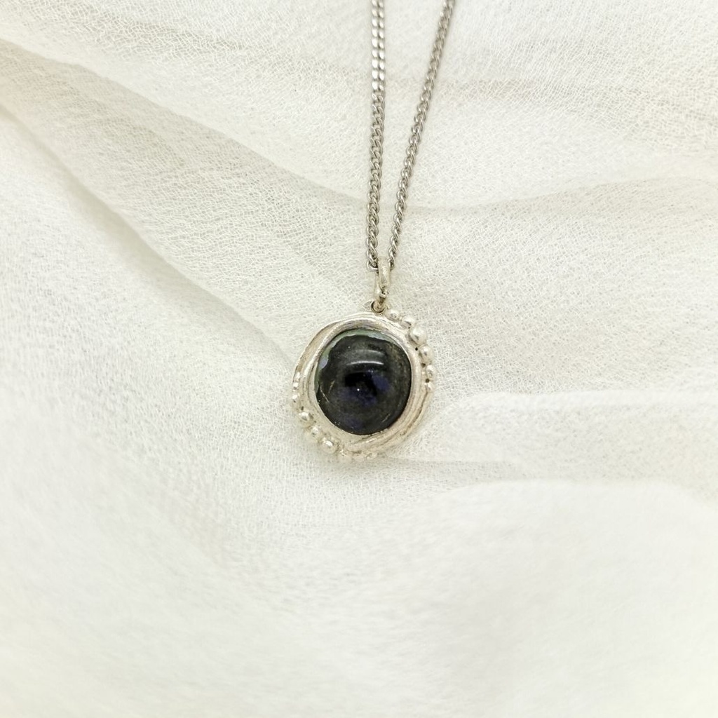 Verre et argent - Pièce unique - Pendentif S