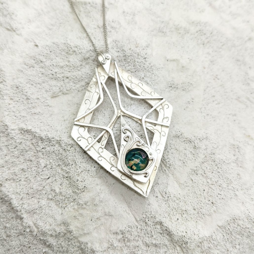 Verre et argent - Pièce unique - Pendentif XL