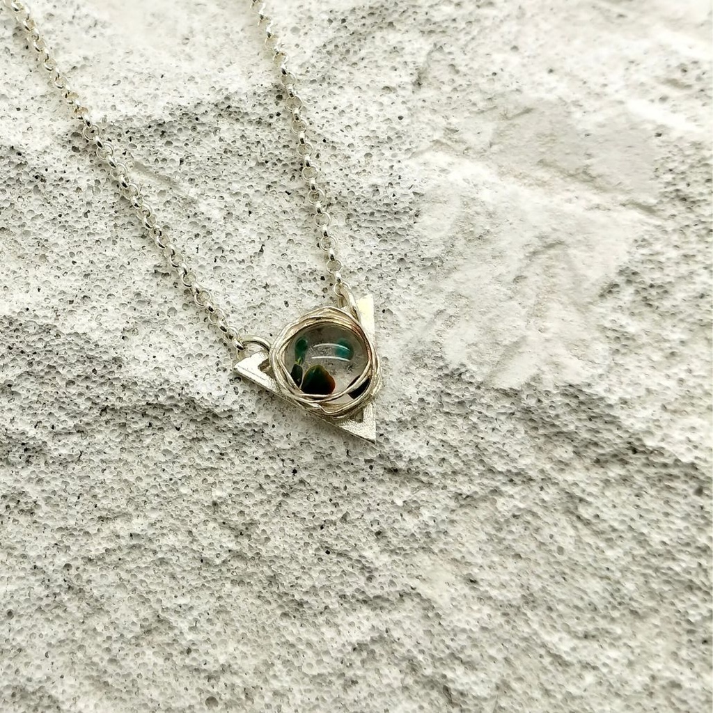 Verre et argent - Pièce unique - Pendentif S