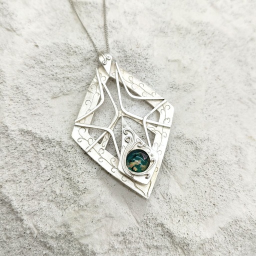 [EAV.O02.3] Verre et argent - Pièce unique - Pendentif XL